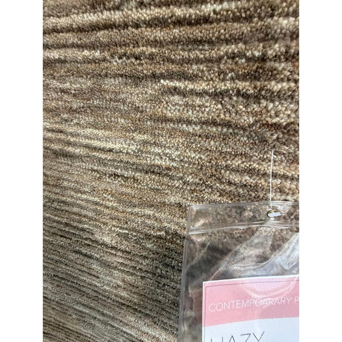 Hazy Modern Plain Ribbed Distressed Textured Hand-Woven Durable Cut & Loop Wool-Blend Flatweave Honey Rug