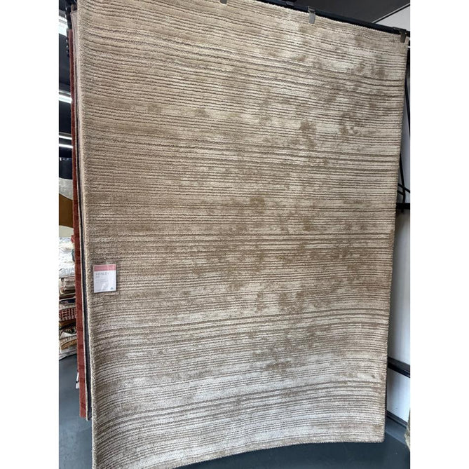 Henley Modern Plain Subtle Irregular Lines Metallic Shimmer Hand-Woven Textured Hi-Low Loop Pile Wool&Viscose Blend Sand Rug