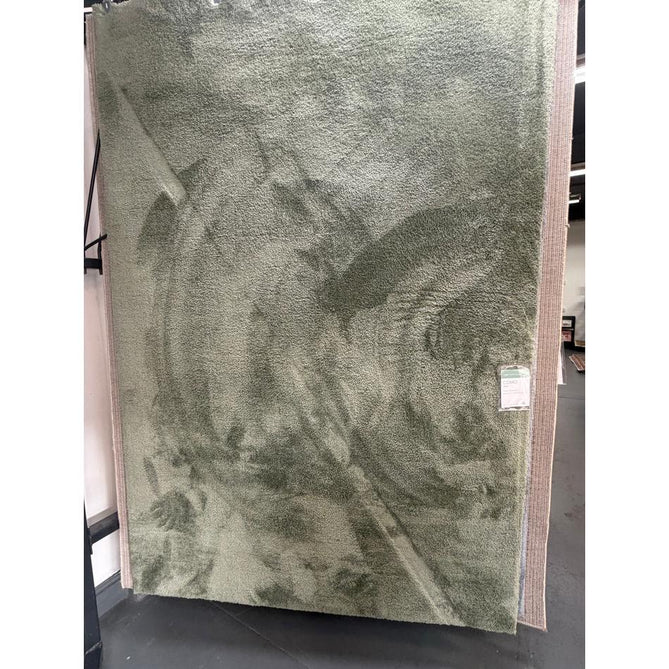 Como Plush Plain Super-Soft Silky Shimmer High-Density Mid-Height Fine-Yarn Textured Polyester Shaggy Sage Rug