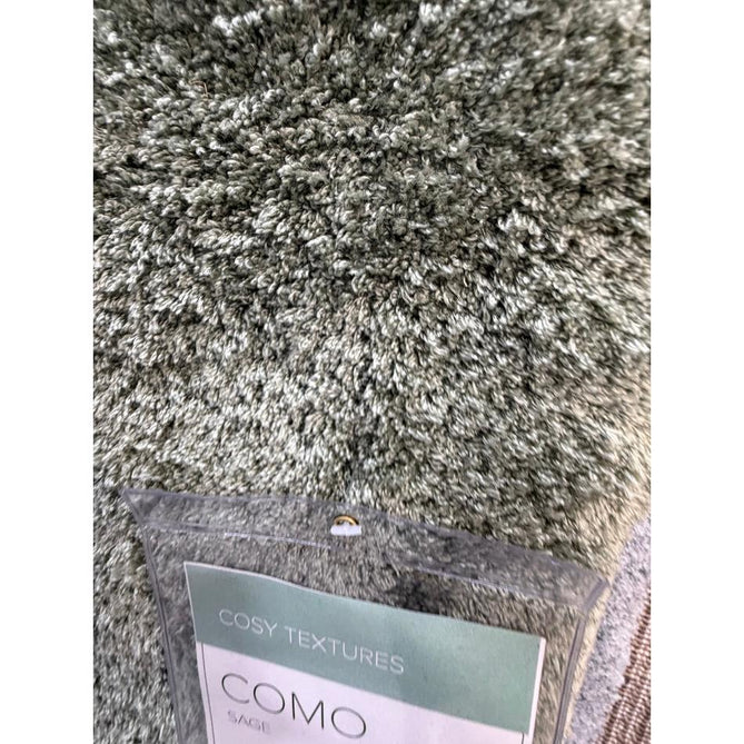 Como Plush Plain Super-Soft Silky Shimmer High-Density Mid-Height Fine-Yarn Textured Polyester Shaggy Sage Rug