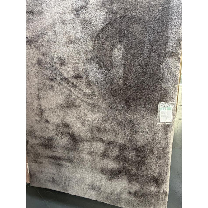 Como Plush Plain Super-Soft Silky Shimmer High-Density Mid-Height Fine-Yarn Textured Polyester Shaggy Charcoal Grey Rug