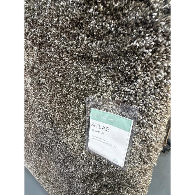 Atlas Plush Plain Soft Polypropylene Shaggy Gunmetal Rug