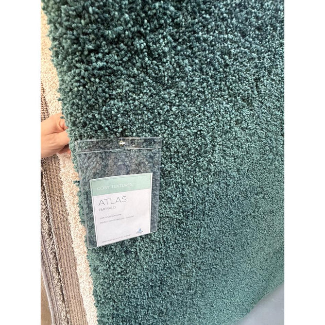 Atlas Plush Plain Soft Polypropylene Shaggy Forest Green Rug