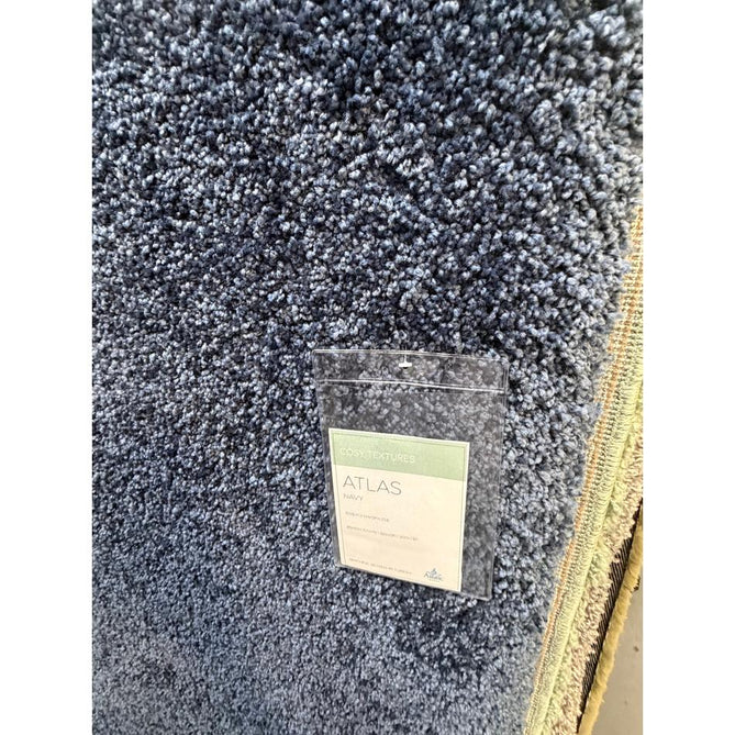 Atlas Plush Plain Soft Polypropylene Shaggy Navy Rug