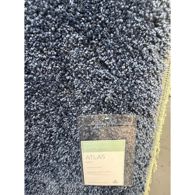 Atlas Plush Plain Soft Polypropylene Shaggy Navy Rug