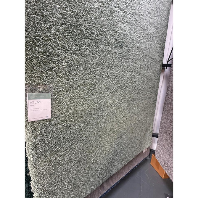 Atlas Plush Plain Soft Polypropylene Shaggy Sage Rug