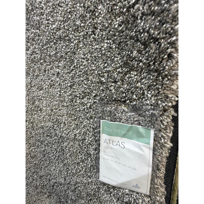 Atlas Plush Plain Soft Polypropylene Shaggy Silver Rug