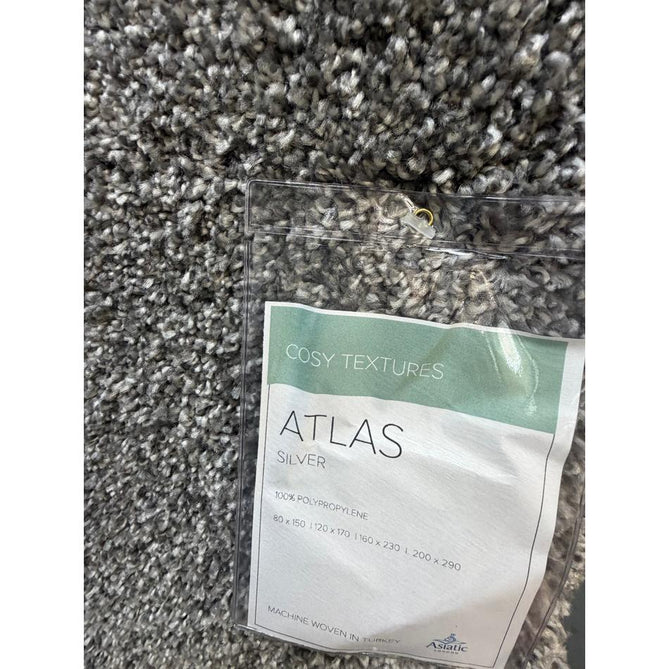 Atlas Plush Plain Soft Polypropylene Shaggy Silver Rug