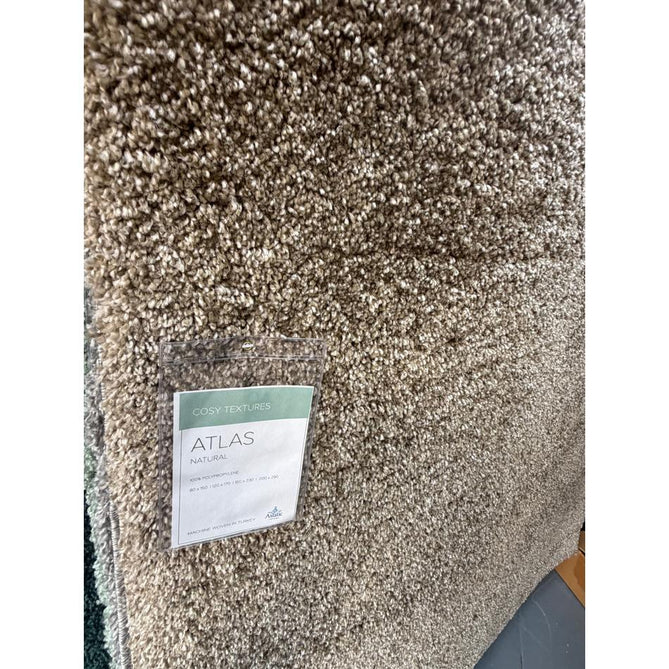 Atlas Plush Plain Soft Polypropylene Shaggy Natural Rug