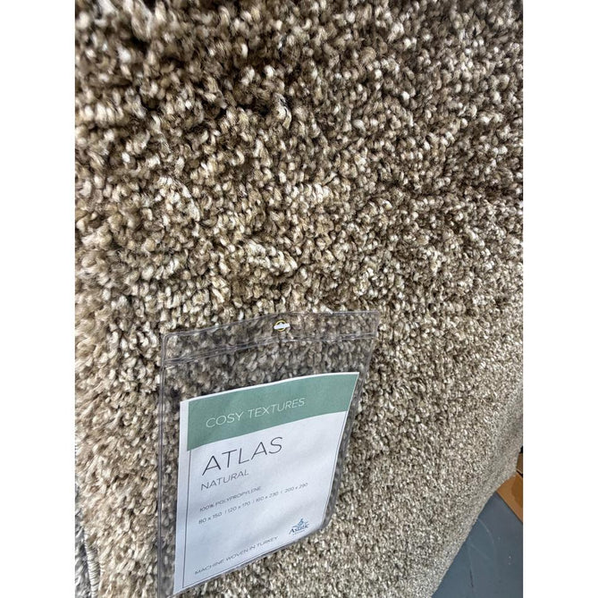 Atlas Plush Plain Soft Polypropylene Shaggy Natural Rug
