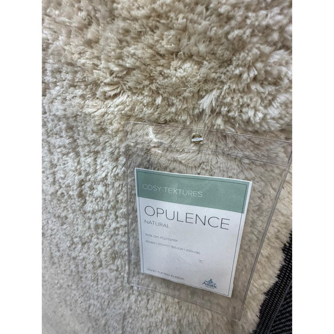 Opulence Plush Plain Soft Subtle Shimmer Sustainable Recycled Polyester Mid-Height Shaggy Natural Rug