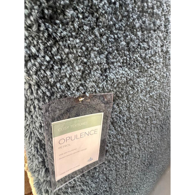 Opulence Plush Plain Soft Subtle Shimmer Sustainable Recycled Polyester Mid-Height Shaggy Petrol Rug