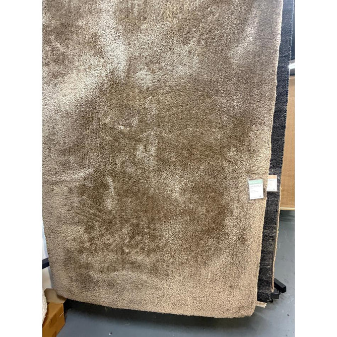Opulence Plush Plain Soft Subtle Shimmer Sustainable Recycled Polyester Mid-Height Shaggy Taupe Rug