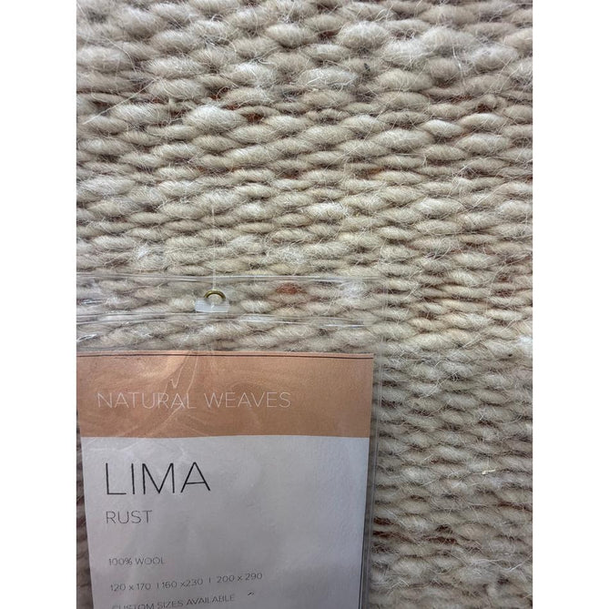Lima Modern Plain Tonal Border Hand-Woven Textured Natural Twisted Wool Durable Low Profile Flatweave Natural Oatmeal/Rust Rug