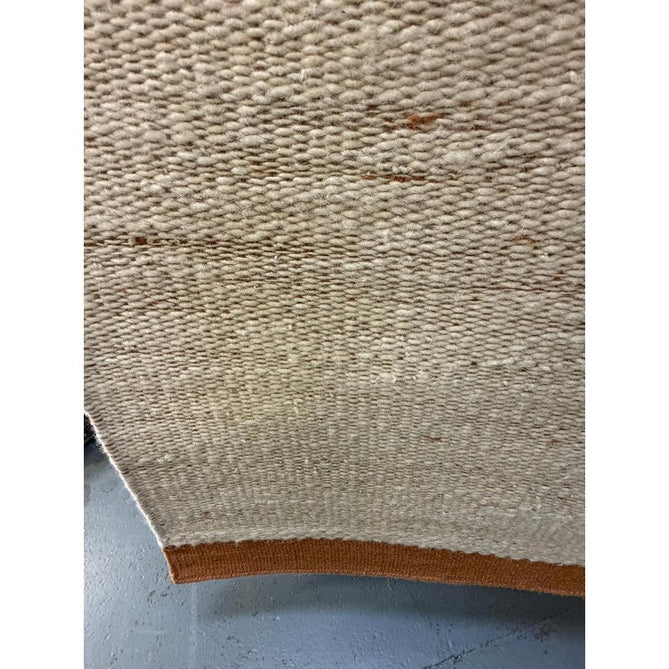 Lima Modern Plain Tonal Border Hand-Woven Textured Natural Twisted Wool Durable Low Profile Flatweave Natural Oatmeal/Rust Rug