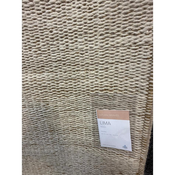 Lima Modern Plain Tonal Border Hand-Woven Textured Natural Twisted Wool Durable Low Profile Flatweave Natural Oatmeal/Golden Ochre Rug