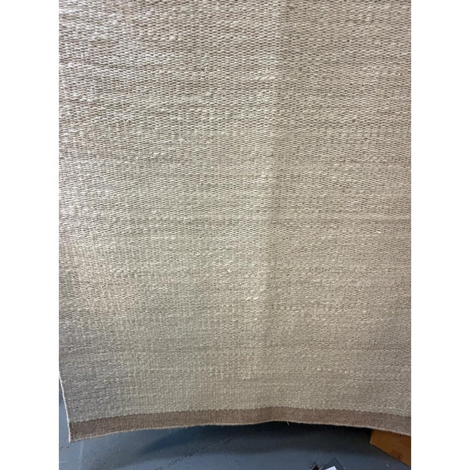 Lima Modern Plain Tonal Border Hand-Woven Textured Natural Twisted Wool Durable Low Profile Flatweave Natural Oatmeal/Grey Rug