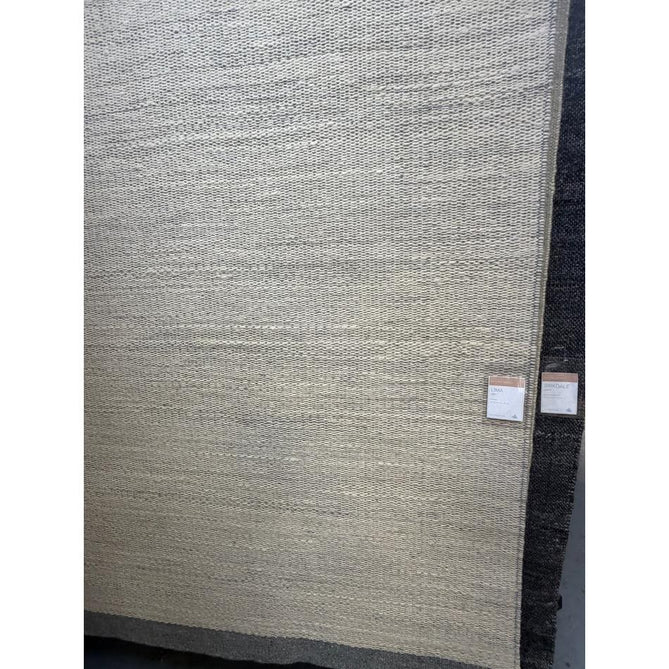 Lima Modern Plain Tonal Border Hand-Woven Textured Natural Twisted Wool Durable Low Profile Flatweave Natural Oatmeal/Grey Rug