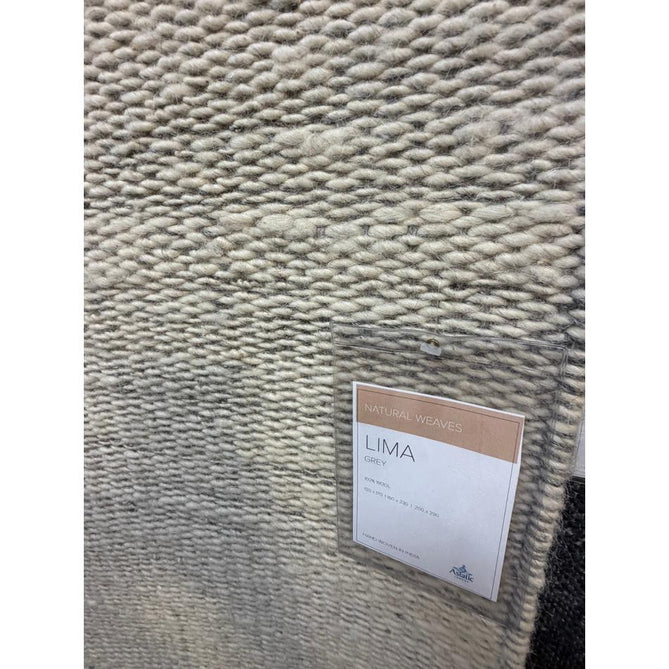 Lima Modern Plain Tonal Border Hand-Woven Textured Natural Twisted Wool Durable Low Profile Flatweave Natural Oatmeal/Grey Rug