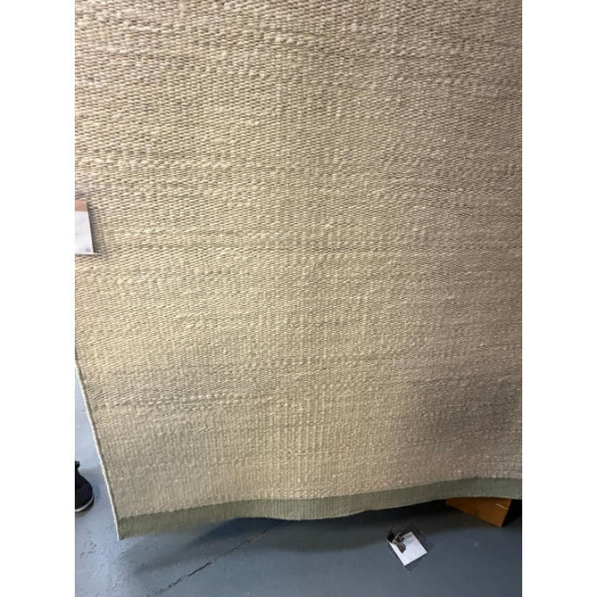 Lima Modern Plain Tonal Border Hand-Woven Textured Natural Twisted Wool Durable Low Profile Flatweave Natural Oatmeal/Sage Rug