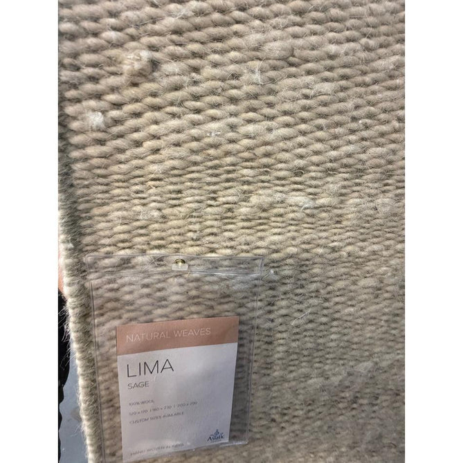 Lima Modern Plain Tonal Border Hand-Woven Textured Natural Twisted Wool Durable Low Profile Flatweave Natural Oatmeal/Sage Rug