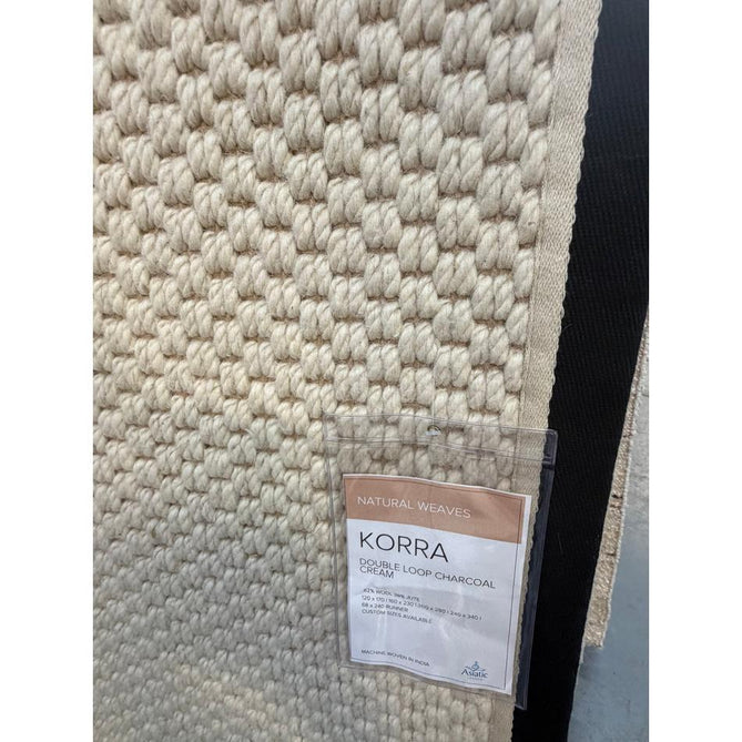 Korra Double Loop Jute & Wool Blend Flatweave Natural/Charcoal/Cream Rug
