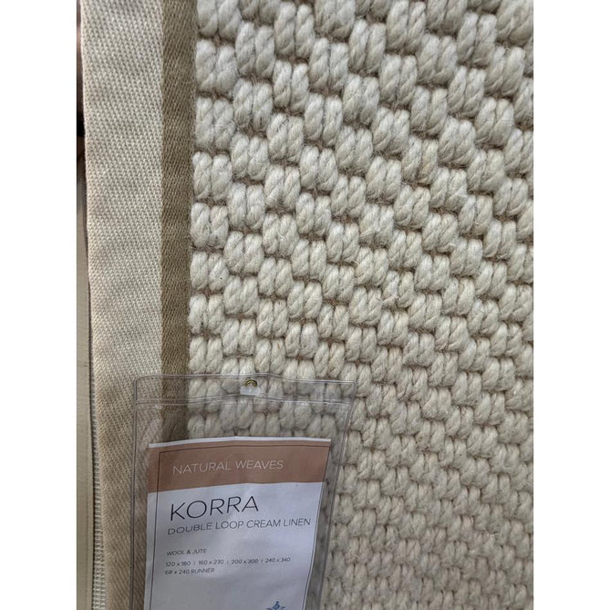 Korra Double Loop Jute & Wool Blend Flatweave Natural/Cream/Linen runner