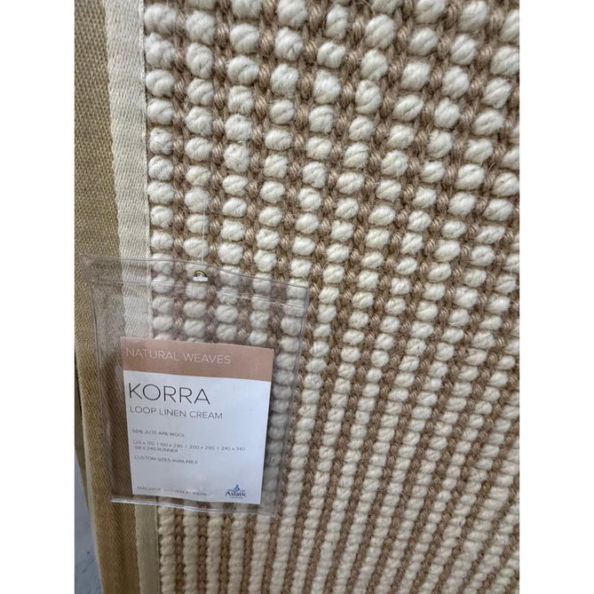 Korra Loop Jute & Wool Blend Flatweave Natural/Cream/Linen runner