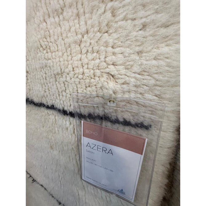 Washable Azera Dash Modern Moroccan Berber Hand-Woven Textured Soft Plush Mid-Height Wool Shaggy Cream/Charcoal Grey Rug