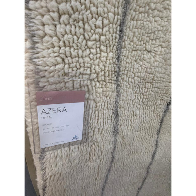 Washable Azera Lineal Modern Moroccan Berber Hand-Woven Textured Soft Plush Mid-Height Wool Shaggy Cream/Stone Grey Rug