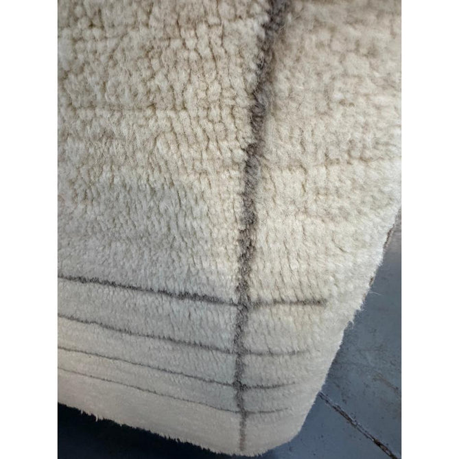 Washable Azera Tribal Modern Moroccan Berber Hand-Woven Textured Soft Plush Mid-Height Wool Shaggy Cream/Stone Grey Rug