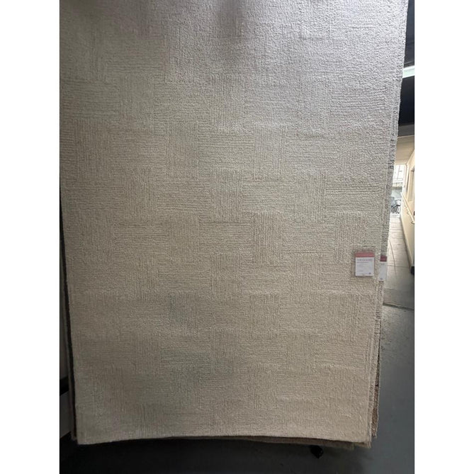 Theodore Modern Plain Subtle Cross-Hatch Hand-Woven Textured Wool Loop Pile White/Sand Rug