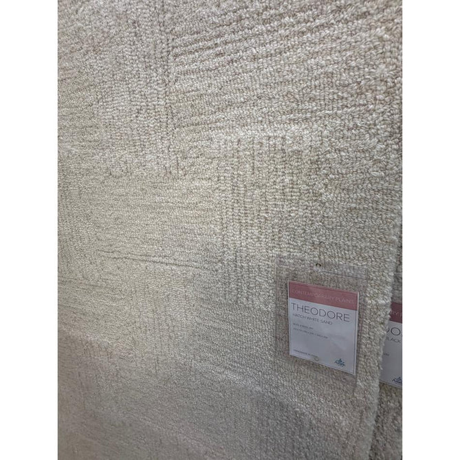 Theodore Modern Plain Subtle Cross-Hatch Hand-Woven Textured Wool Loop Pile White/Sand Rug