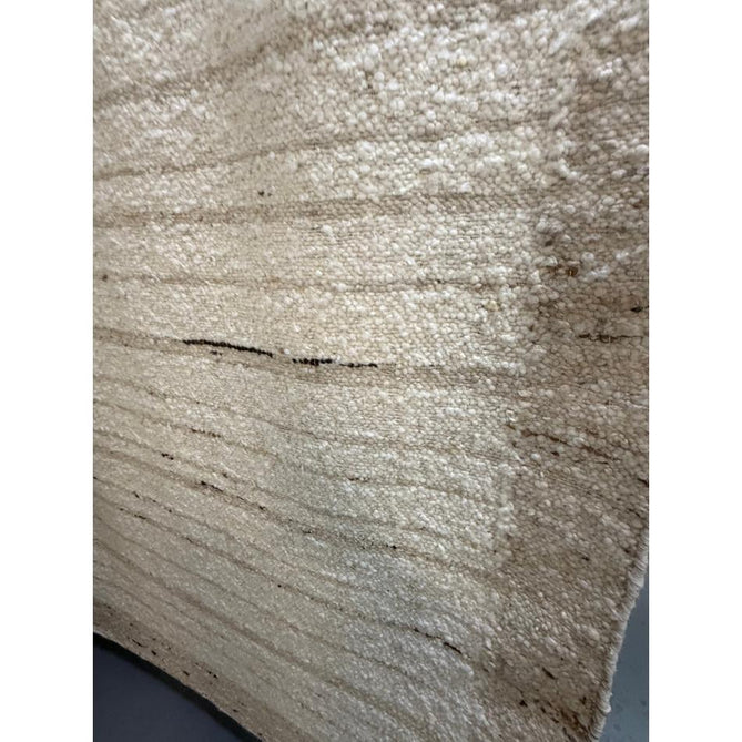 Napa Ladder Modern Plain Subtle Stripe Border Organic Hand-Woven Textured Wool Loop Pile Natural Beige/Sandstone Rug