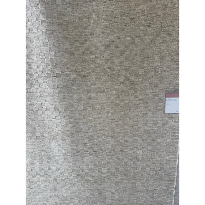 Laurent LA01 Modern Plain Distressed Tonal Space-Dyed Shimmer Subtle Geometric Checker Textured Soft-Touch Durable Fine Yarn Polyester Low Profile Dense Short Pile Fringe Warm Beige/Golden Sand Rug