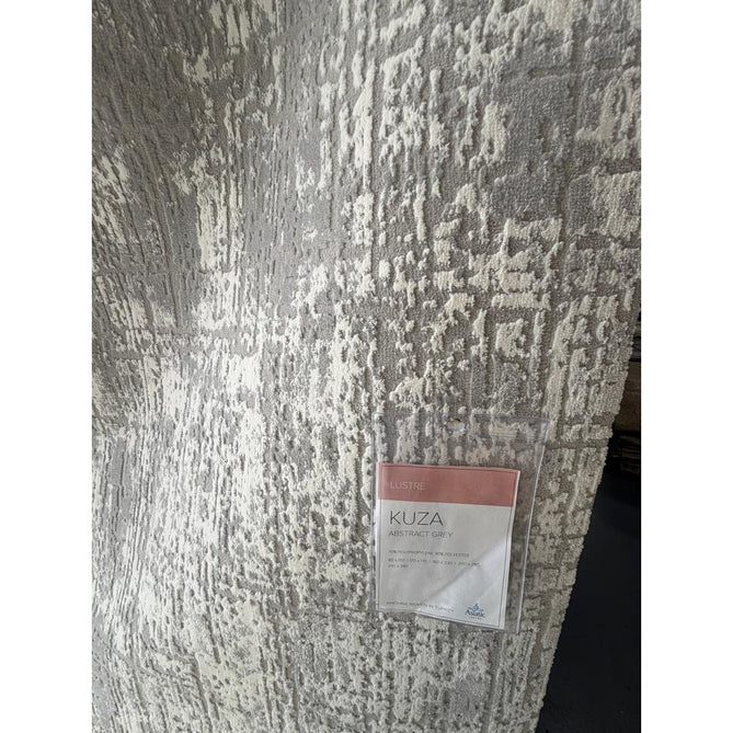 Kuza Abstract Modern Distressed Shimmer Hi-Lo Textured Soft Velvety Touch High-Density Durable Easy-Care Short Pile Mid Grey/Cream/Light Grey Rug