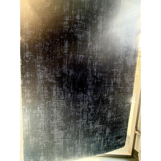 Kuza Abstract Modern Distressed Shimmer Hi-Lo Textured Soft Velvety Touch High-Density Durable Easy-Care Short Pile Navy/Light Grey Rug
