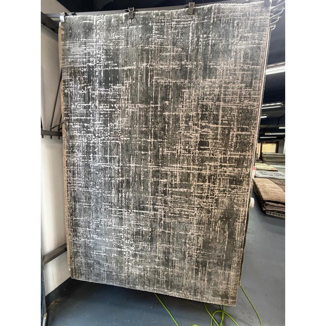 Kuza Abstract Modern Distressed Shimmer Hi-Lo Textured Soft Velvety Touch High-Density Durable Easy-Care Short Pile Khaki/Cream/Light Grey Rug