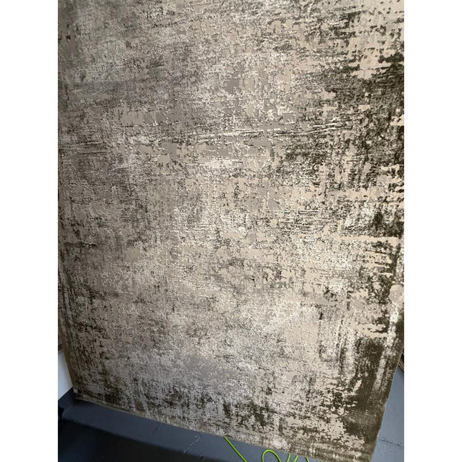 Kuza Border Modern Abstract Distressed Shimmer Hi-Lo Textured Soft Velvety Touch High-Density Durable Easy-Care Short Pile Khaki/Light Grey/Cream Runner