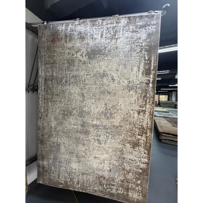 Kuza Border Modern Abstract Distressed Shimmer Hi-Lo Textured Soft Velvety Touch High-Density Durable Easy-Care Short Pile Beige/Light Grey/Cream Rug