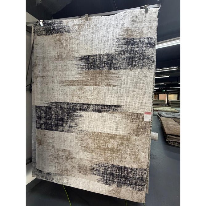 Kuza Lines Ikat Modern Abstract Distressed Shimmer Hi-Lo Textured Soft Velvety Touch High-Density Durable Easy-Care Short Pile Beige/Light Grey/Black/Ivory Rug
