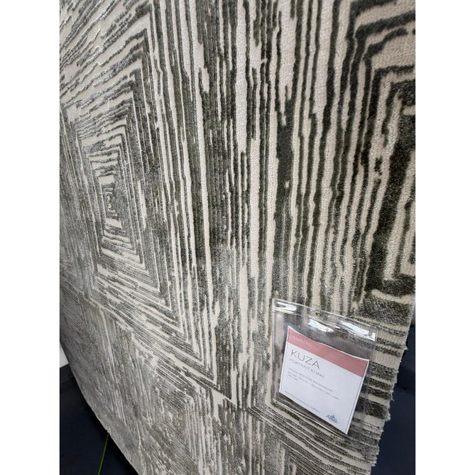 Kuza Portrait Modern Abstract Distressed Shimmer Hi-Lo Textured Soft Velvety Touch High-Density Durable Easy-Care Short Pile Khaki Green Rug