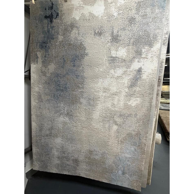 Stellar ST05 Modern Abstract Distressed Shimmer Hi-Low Textured Smooth Soft-Touch Polyblend Short Pile Blue/Grey/Cream/Beige Rug