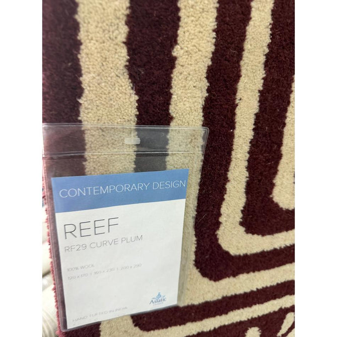 Reef RF29 Curve Modern Geometric Hand-Woven Wool Plum/Cream Rug