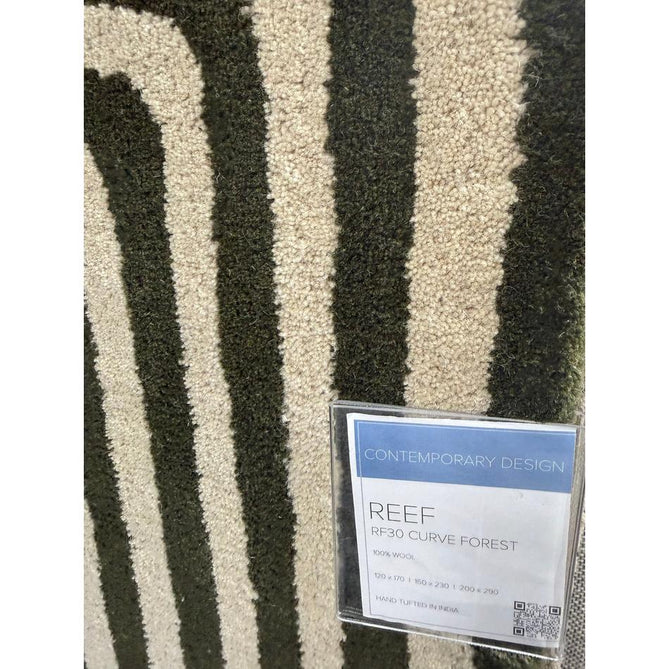 Reef RF30 Curve Modern Geometric Hand-Woven Wool Forest Green/Cream Rug
