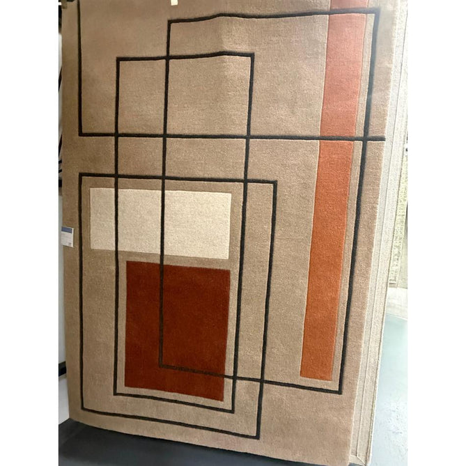 Reef RF20 Outline Modern Geometric Hand-Woven Wool Beige/Terracotta/Brown/Ivory/Charcoal Rug
