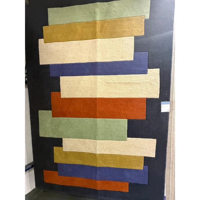 Reef RF33 Stacks Modern Geometric Hand-Woven Wool Blue/Multicolour Rug