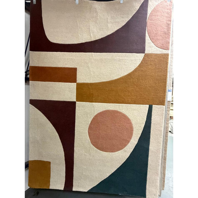 Reef RF23 Connect Modern Geometric Hand-Woven Wool Ivory/Plum/Blush/Ochre/Teal/Multicolour Rug
