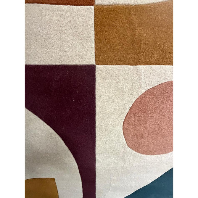 Reef RF23 Connect Modern Geometric Hand-Woven Wool Ivory/Plum/Blush/Ochre/Teal/Multicolour Rug