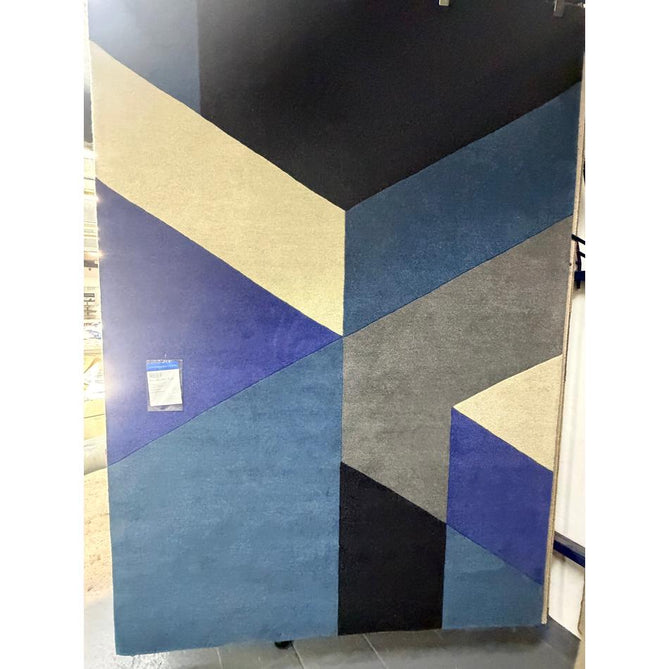 Reef RF13 Big Geo Modern Geometric Hand-Woven Wool Blue/Black/Grey/Cream/Multicolour Rug